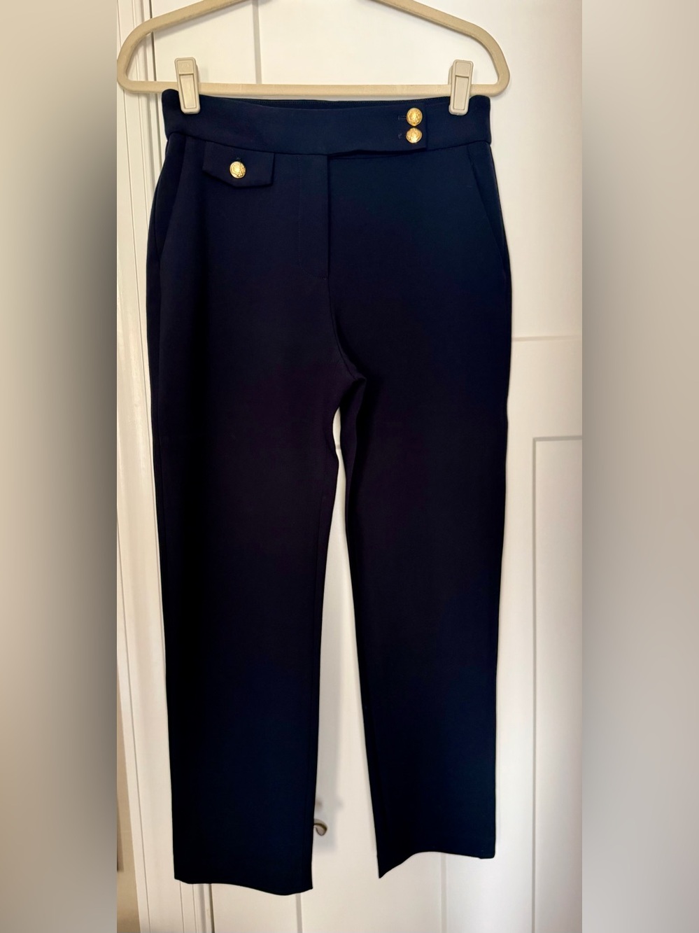 Veronica Beard Reno Navy with Gold Buttons Pants Trousers